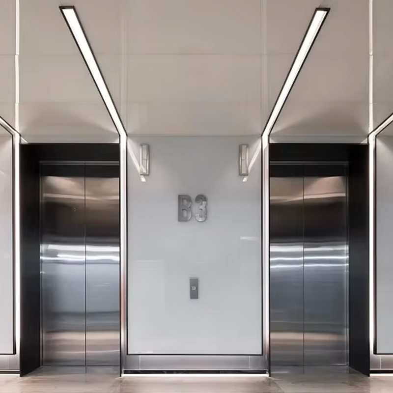 VTEP121 Hot Selling NV Model 6-8 osob 630 kg AC bez převodovky Moderní výtah v budově osobní výtah s PVC podlahou z nerezové oceli
