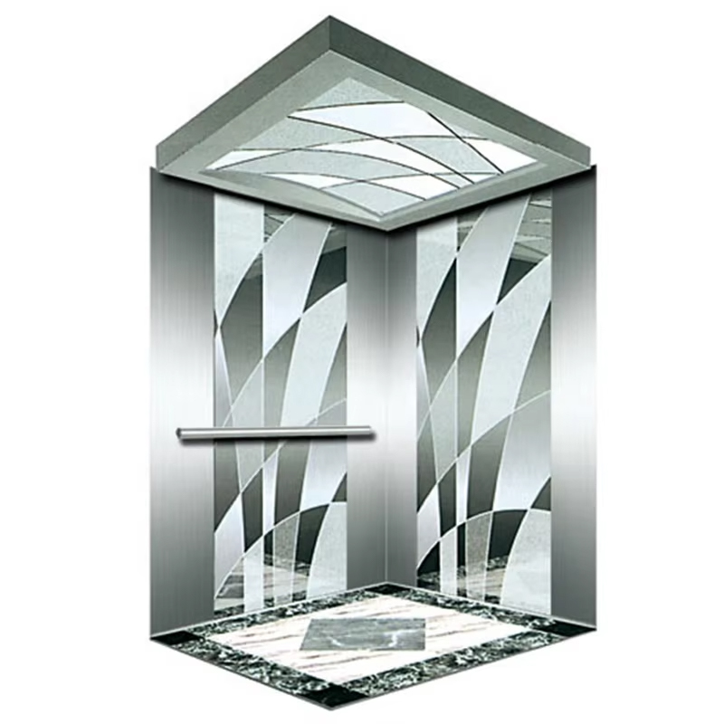 VTEP121 Hot Selling NV Model 6-8 osob 630 kg AC bez převodovky Moderní výtah v budově osobní výtah s PVC podlahou z nerezové oceli