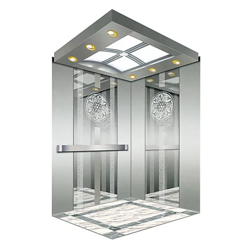 VTSP130 kabina osobního výtahu pro hotely s konstrukcí z nerezové oceli Dekorativní stropní LED obložení Záruka 1 rok