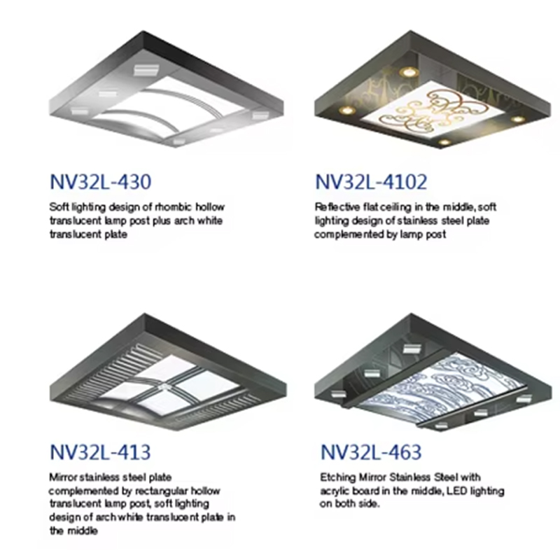 VTSP139 Dekorace kabiny výtahu Moderní LED stropní panel kabiny výtahu Design stropu z nerezové oceli